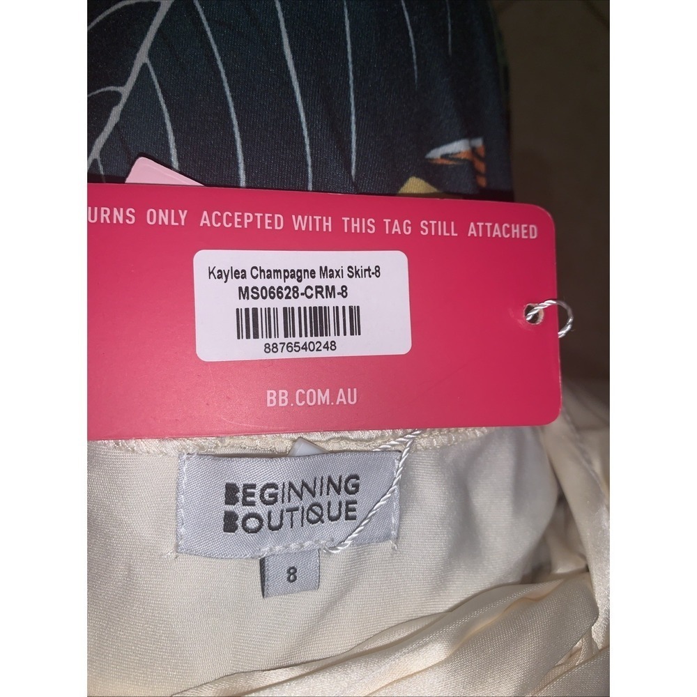 Kaylea Champagne Beginning Boutique Maxi Skirt Size 8 Ivory 0055 - Picture 4 of 5